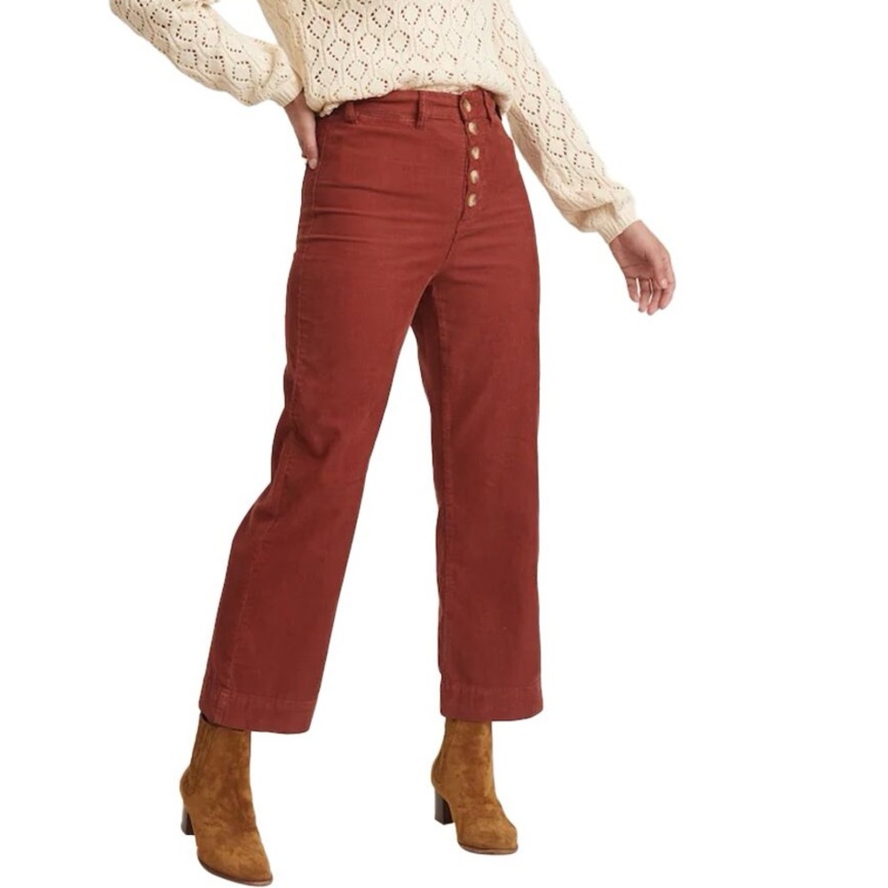 Marine Layer Bridget Cord Pant Size 8 Barn Red Corduroy High Waist Wide Leg
